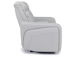 Bowden 2 Power Console Loveseat W/ Cooler In Blanca Light Gray Leather