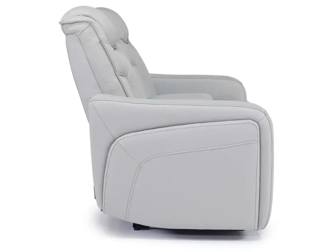 Bowden 2 Power Console Loveseat W/ Cooler In Blanca Light Gray Leather