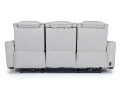 Bowden 2 Power Sofa W/ Drop Down Table In Blanca Light Gray Leather