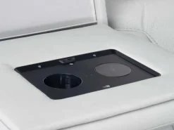 Bowden 2 Power Sofa W/ Drop Down Table In Blanca Light Gray Leather