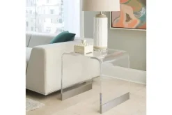 Bowie End Table In Clear Acrylic/Brushed Stainless Steel