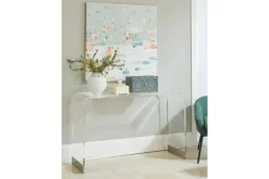 Bowie Sofa Table In Clear Acrylic/Brushed Stainless Steel