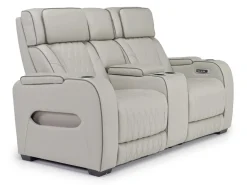 Boyington 2 Power Console Loveseat In Gray Leather