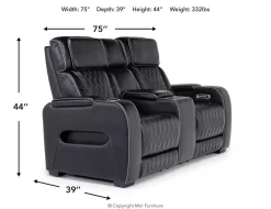 Boyington 2 Power Console Loveseat In Gray Leather