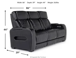 Boyington 2 Power Sofa W/ Drop Down Table In Black Leather