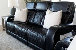 Boyington 2 Power Sofa W/ Drop Down Table In Black Leather