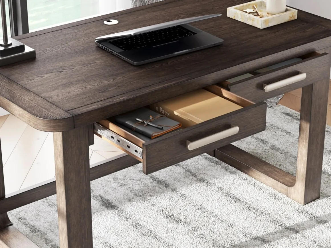 Breckington Office Desk In Dark Brown