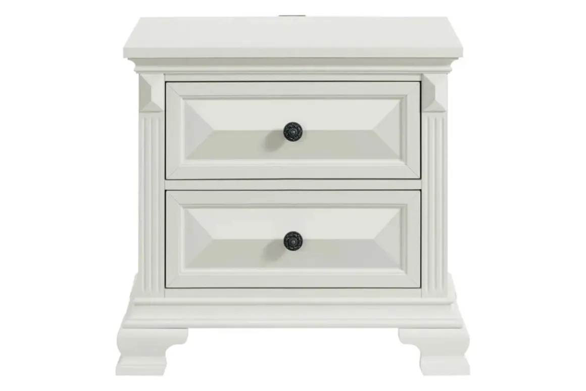 Bridgestone Panel Bed, Dresser, Mirror & Nightstand In Antique White, Queen