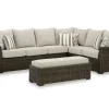 Brook Ranch Outdoor 3 Piece Sectional Set In Brown