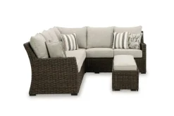 Brook Ranch Outdoor 3 Piece Sectional Set In Brown