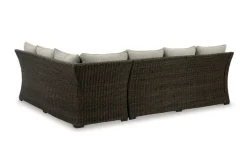 Brook Ranch Outdoor 3 Piece Sectional Set In Brown