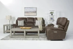 Brookings 2 Power Console Loveseat In Brown