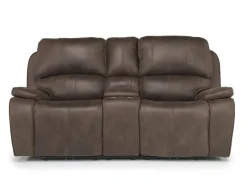 Brookings 2 Power Console Loveseat In Brown
