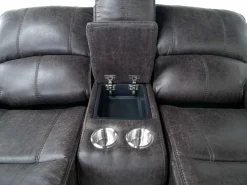 Brookings 2 Power Console Loveseat In Brown