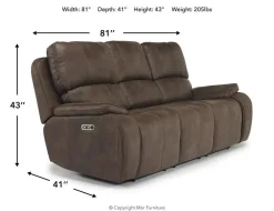 Brookings 2 Power Sofa In Charcoal Gray