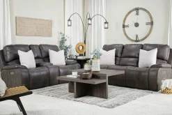 Brookings 2 Power Sofa In Charcoal Gray