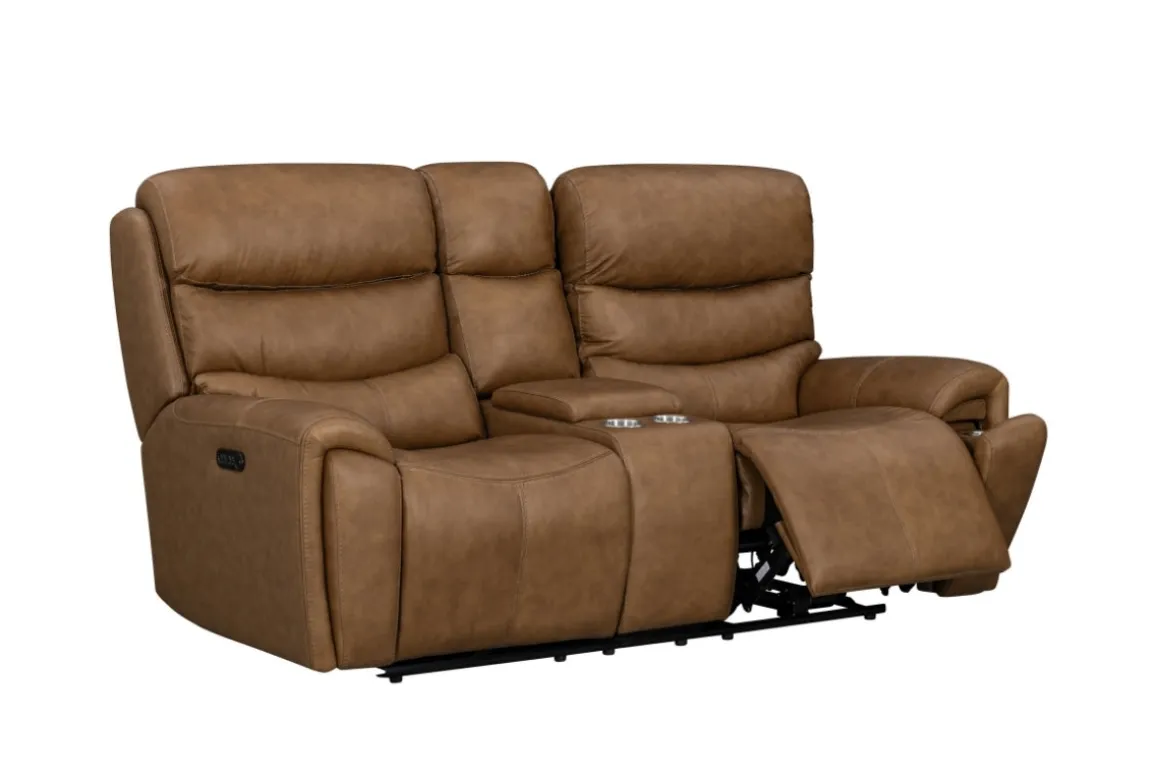 Bruce 2 Power Console Loveseat In Cognac
