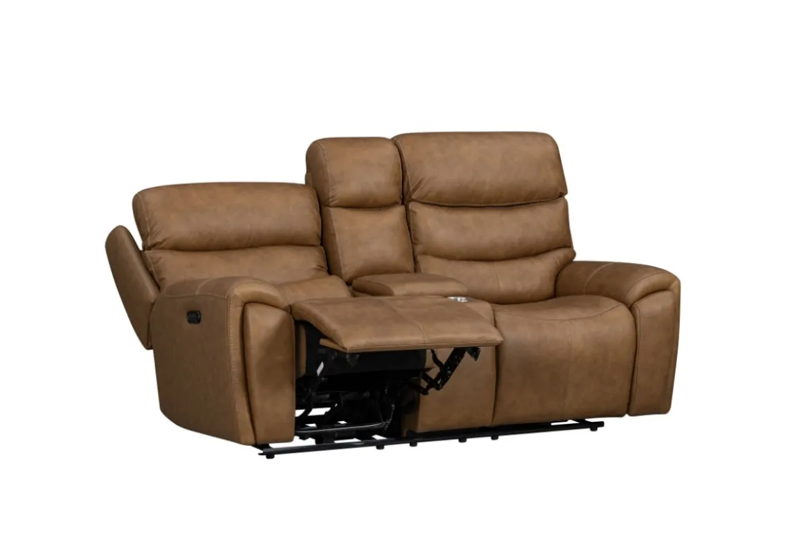 Bruce 2 Power Console Loveseat In Cognac