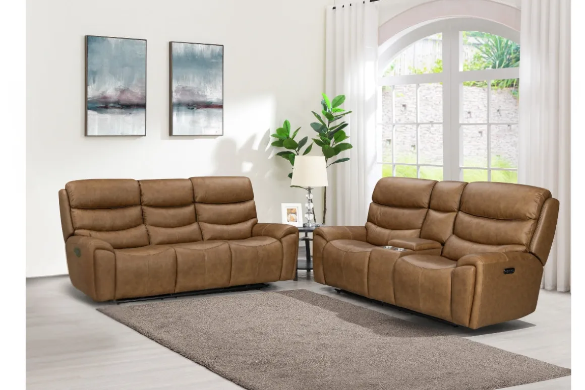 Bruce 2 Power Sofa In Cognac