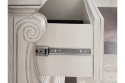 Bruchandi Upholstered Panel Bed, Dresser, Mirror & Nightstand In Antique White, Queen