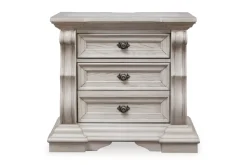 Bruchandi Upholstered Panel Bed, Dresser, Mirror & Nightstand In Antique White, Queen