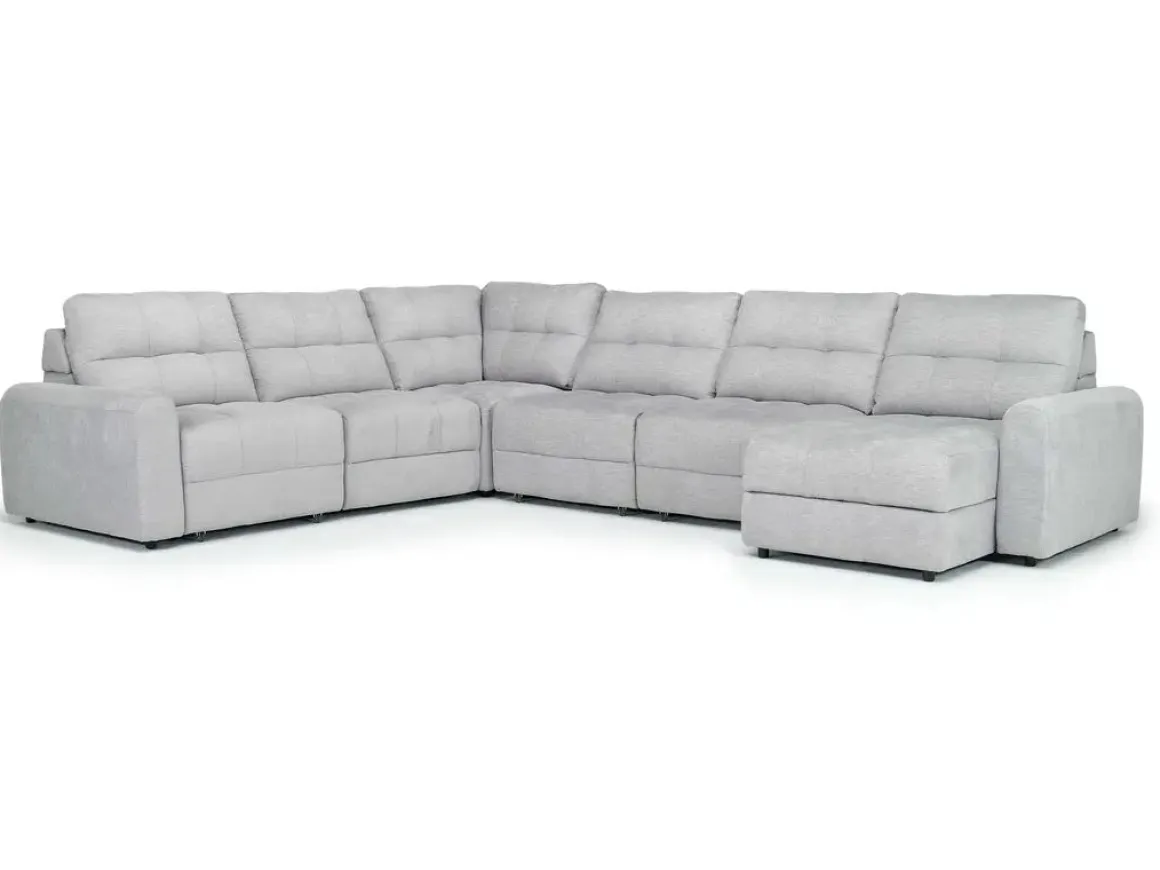 Bryce 6 Piece Power Sliding Sectional W/ Storage Chaise & Armless Slider In Savannah Coin, Left Facing