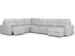 Bryce 6 Piece Power Sliding Sectional W/ Storage Chaise & Armless Slider In Savannah Coin, Left Facing