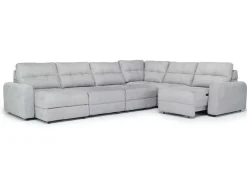 Bryce 6 Piece Power Sliding Sectional W/ Storage Chaise & Armless Slider In Savannah Coin, Left Facing