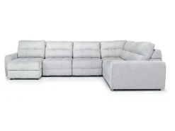 Bryce 6 Piece Power Sliding Sectional W/ Storage Chaise & Armless Slider In Savannah Coin, Left Facing