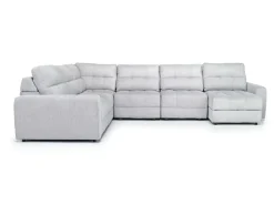 Bryce 6 Piece Power Sliding Sectional W/ Storage Chaise & Armless Slider In Savannah Coin, Left Facing