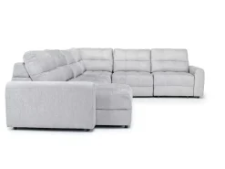 Bryce 6 Piece Power Sliding Sectional W/ Storage Chaise & Armless Slider In Savannah Coin, Left Facing