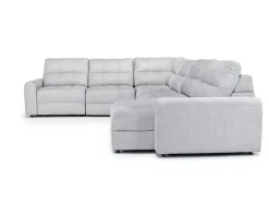 Bryce 6 Piece Power Sliding Sectional W/ Storage Chaise & Armless Slider In Savannah Coin, Left Facing