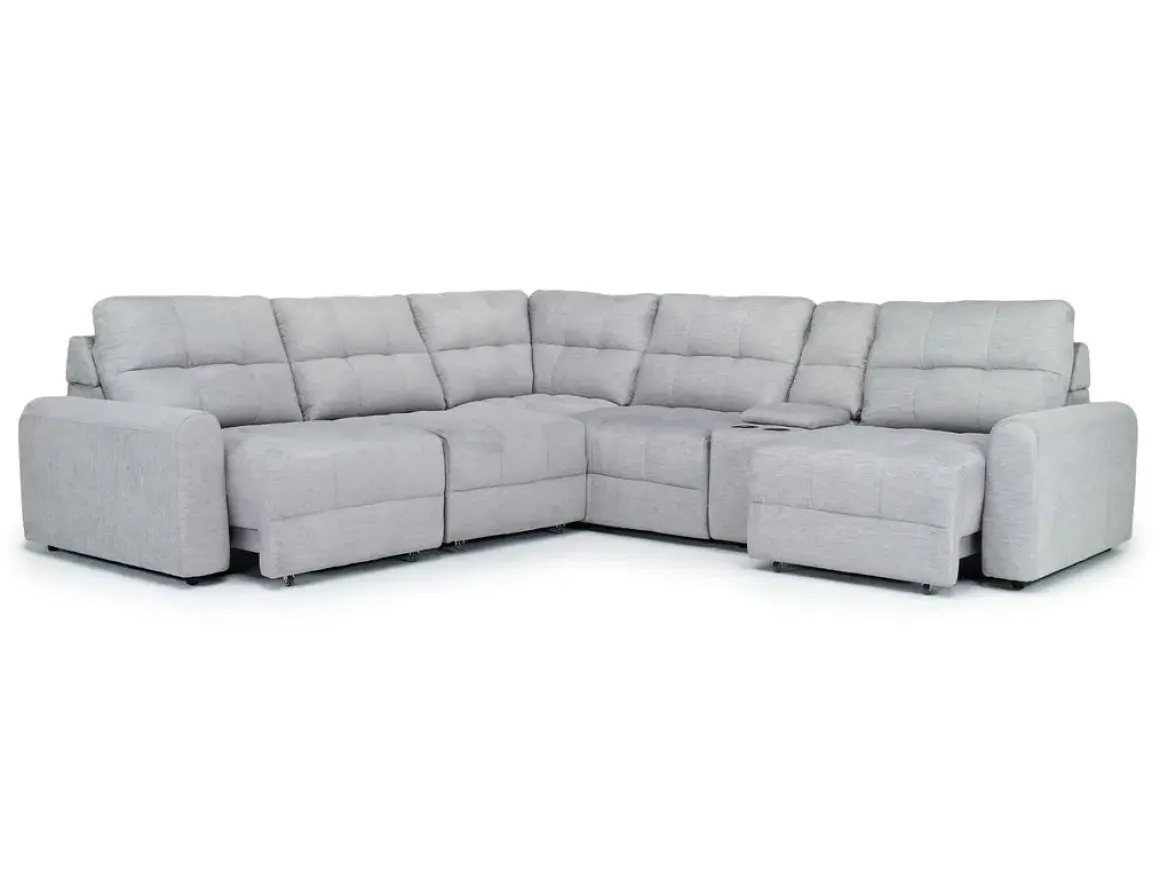 Bryce 6 Piece Power Sliding Sectional W/ Power Armless Slider In Savannah Coin