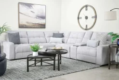 Bryce 6 Piece Power Sliding Sectional W/ Power Armless Slider In Savannah Coin
