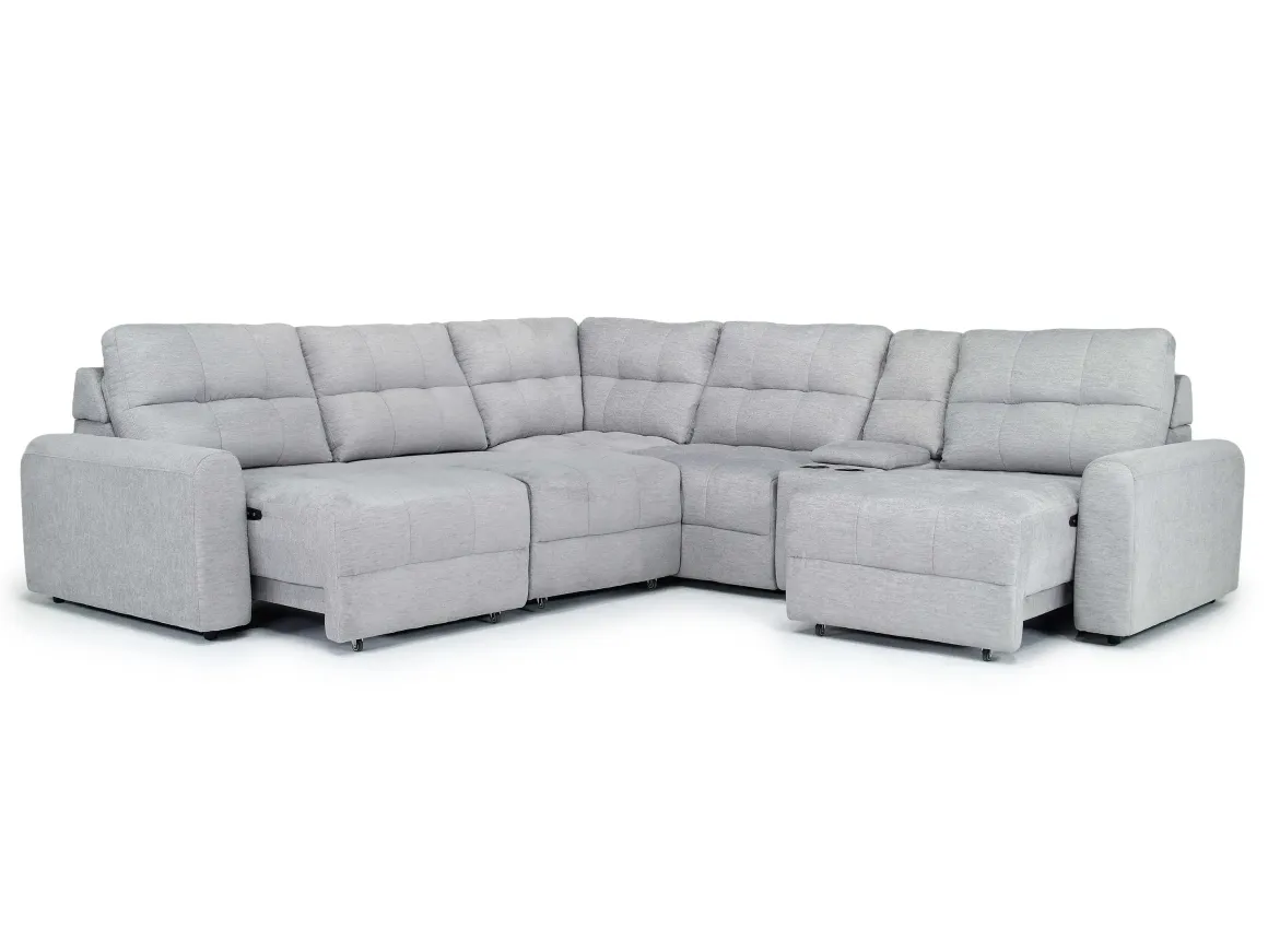 Bryce 6 Piece Power Sliding Sectional W/ Power Armless Slider In Savannah Coin
