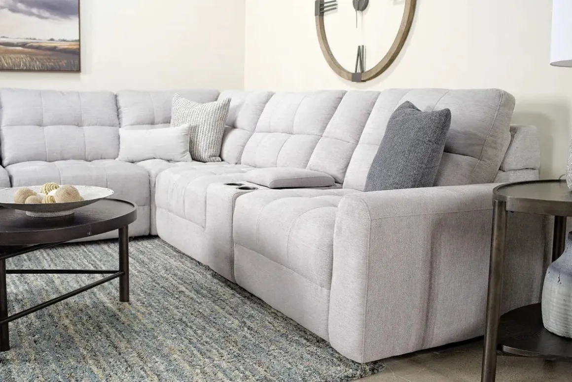 Bryce 6 Piece Power Sliding Sectional W/ Power Armless Slider In Savannah Coin