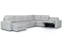 Bryce 6 Piece Power Storage Chaise Sectional In Savannah Coin, Left Facing