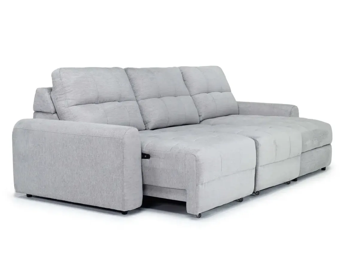 Bryce Power Slider Sofa Storage Chaise In Savannah Coin, Left Facing