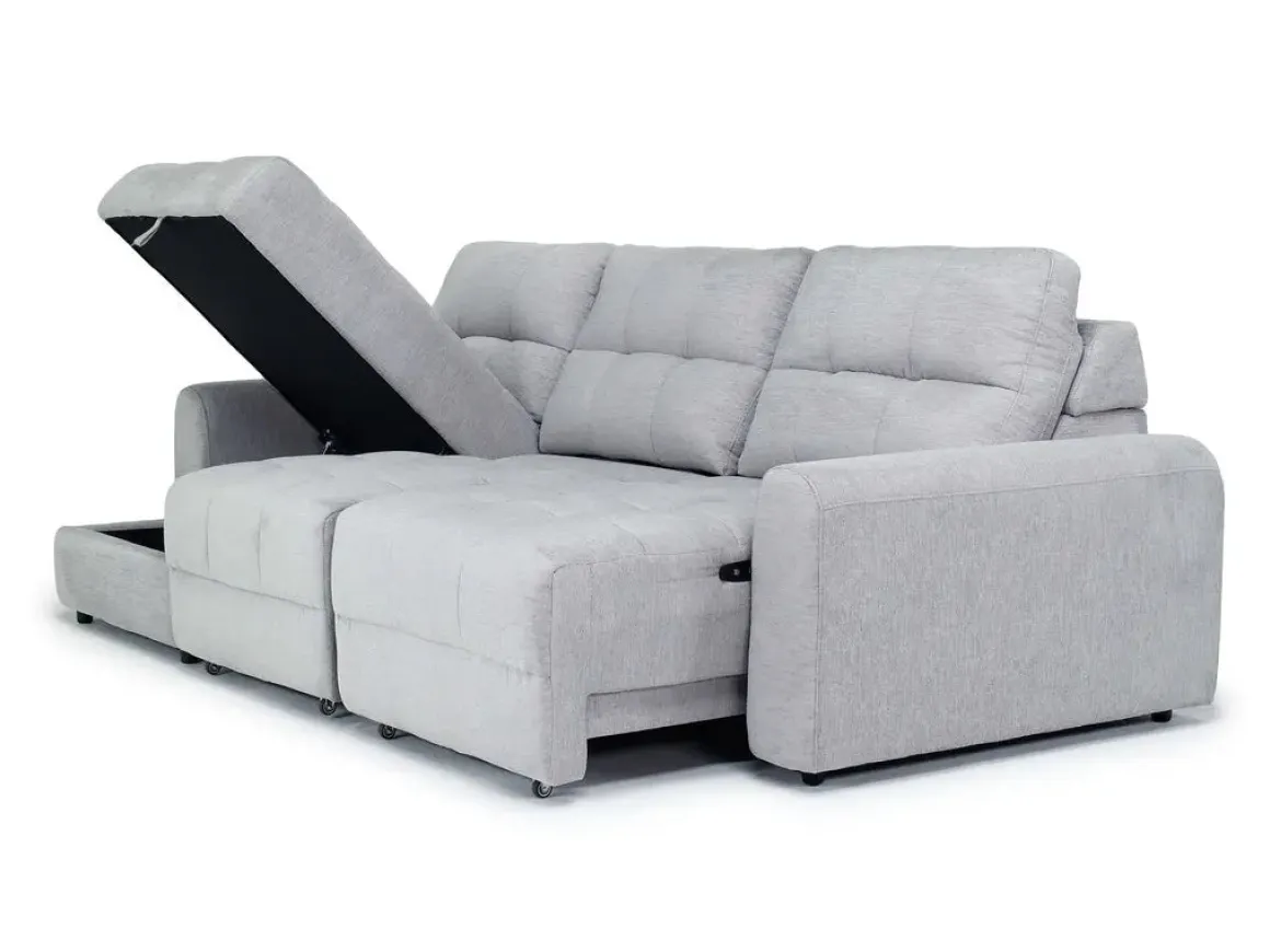 Bryce Power Slider Sofa Storage Chaise In Savannah Coin, Left Facing