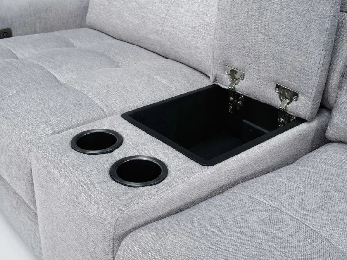 Bryce Power Sliding Console Loveseat In Savannah Coin