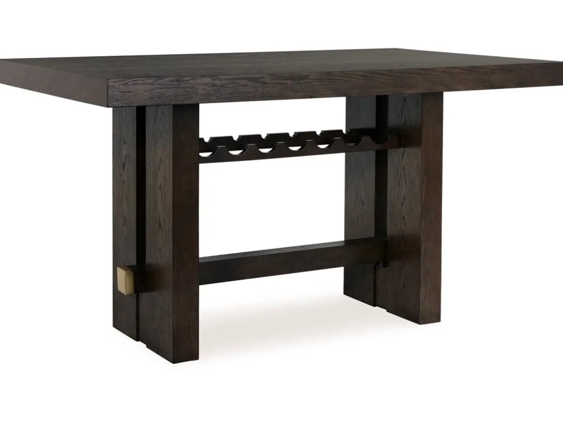 Burkhaus Counter Height Dining Table & 4 Stools In Biege/Dark Brown