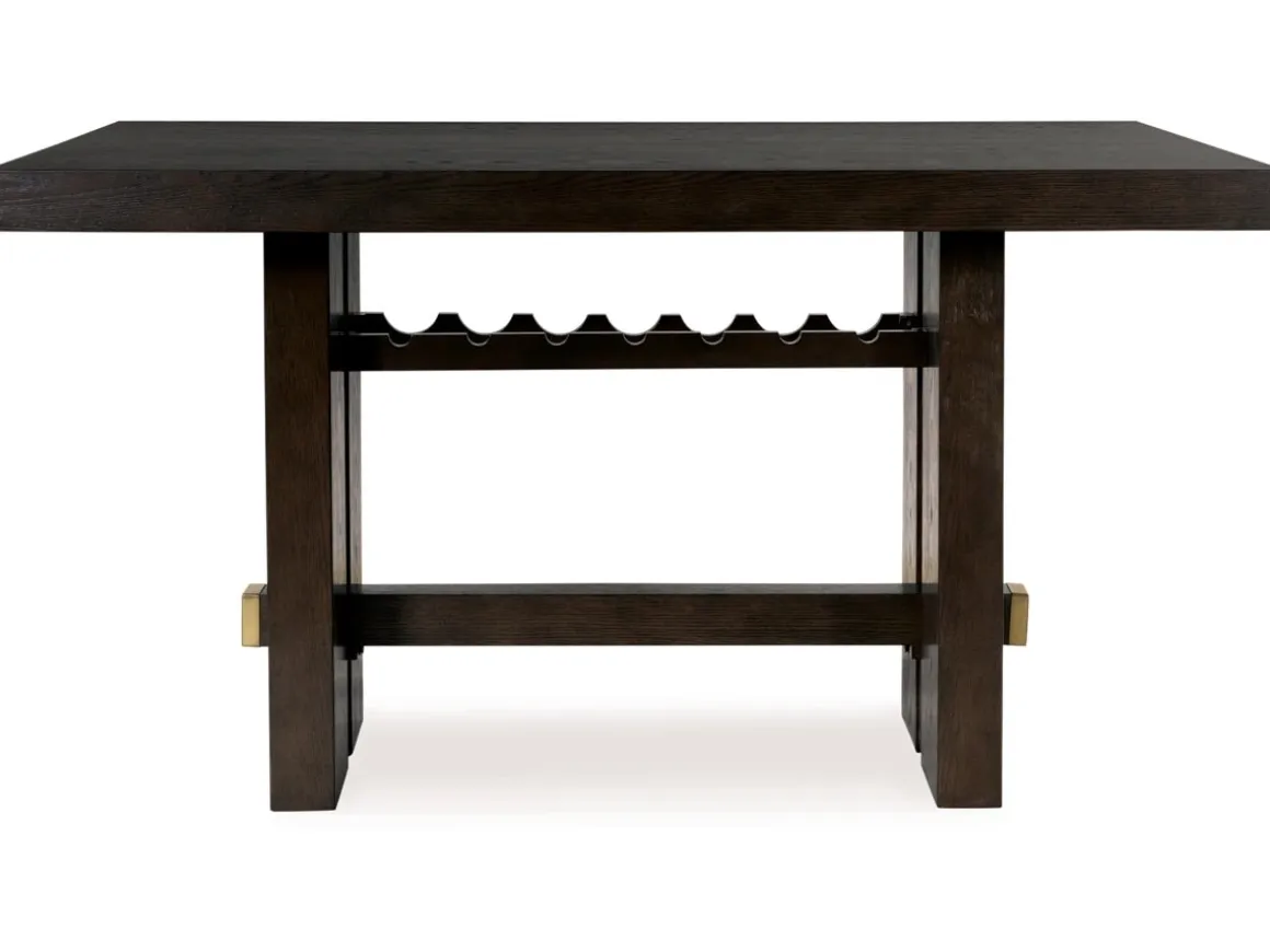 Burkhaus Counter Height Dining Table & 4 Stools In Biege/Dark Brown