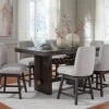 Burkhaus Counter Height Dining Table & 6 Stools In Beige/Dark Brown
