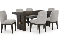 Burkhaus Extendable Dining Table & 6 Chairs In Biege/Dark Brown