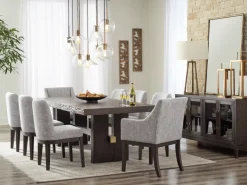 Burkhaus Extendable Dining Table, 6 Chairs & 2 Arm Chairs In Biege/Dark Brown