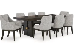 Burkhaus Extendable Dining Table, 6 Chairs & 2 Arm Chairs In Biege/Dark Brown