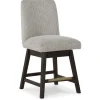 Burkhaus Upholstered Counter Height Swivel Stool In Beige/Dark Brown