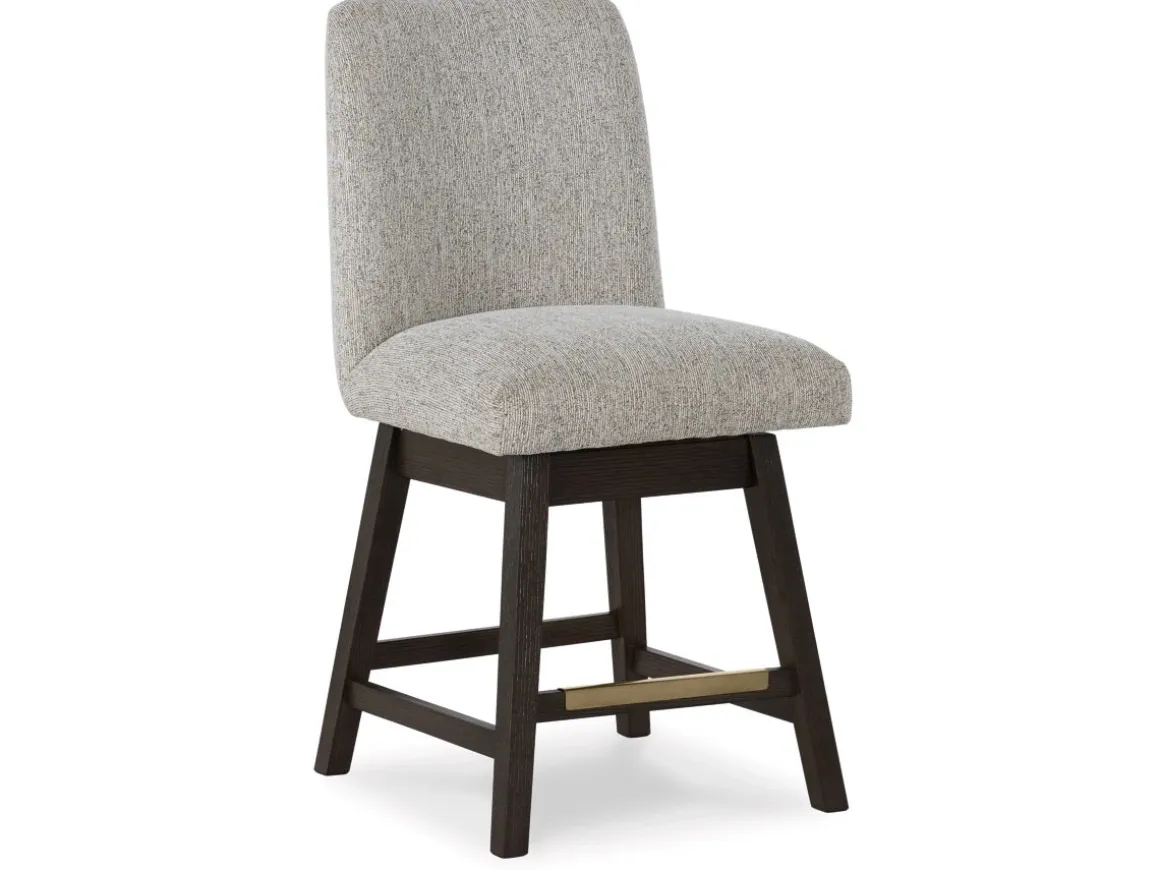 Burkhaus Upholstered Counter Height Swivel Stool In Beige/Dark Brown