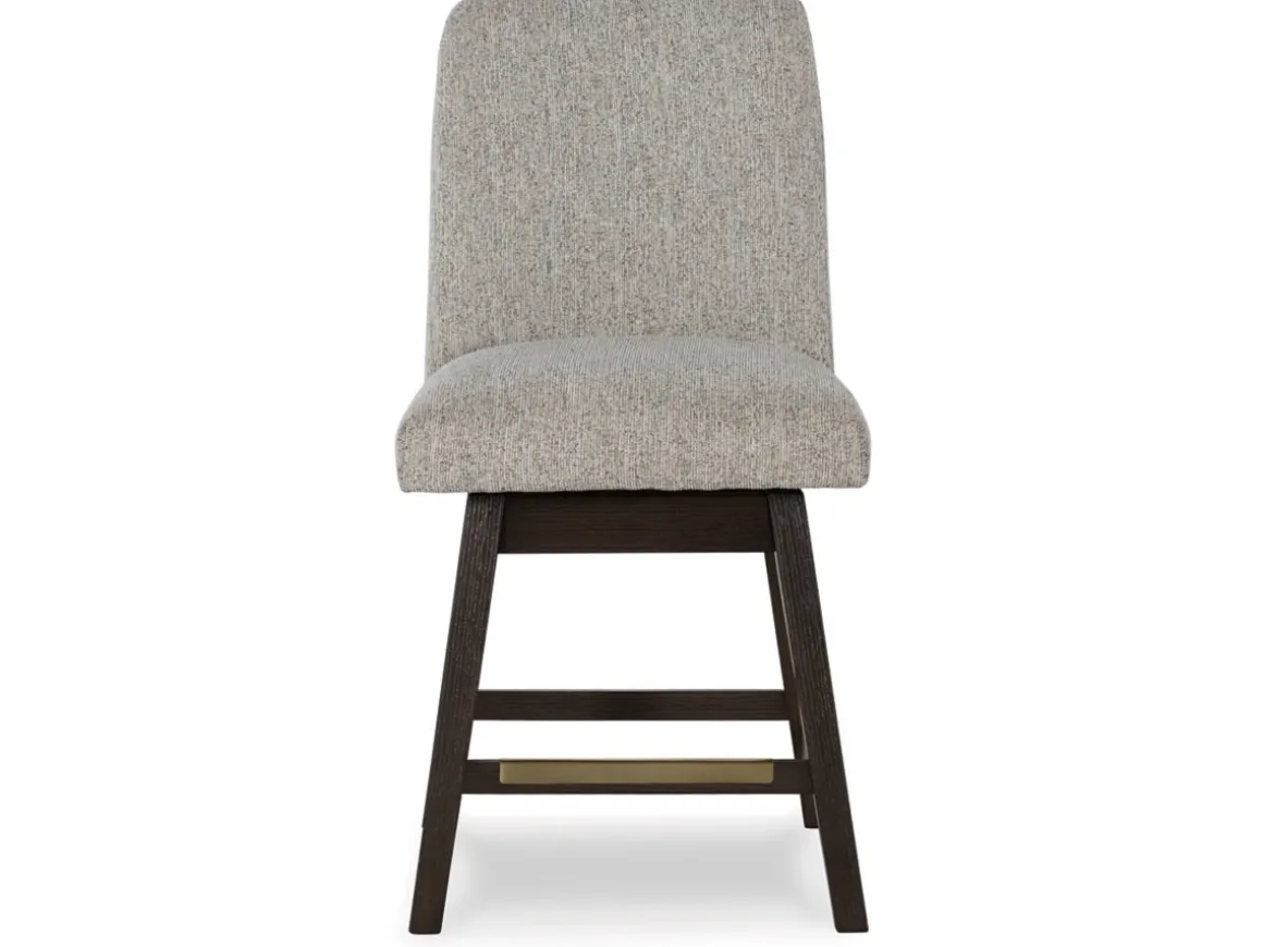 Burkhaus Upholstered Counter Height Swivel Stool In Beige/Dark Brown