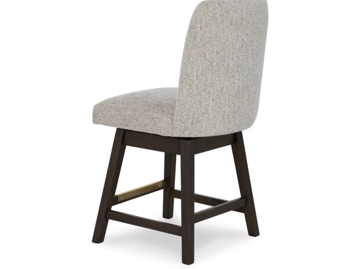 Burkhaus Upholstered Counter Height Swivel Stool In Beige/Dark Brown